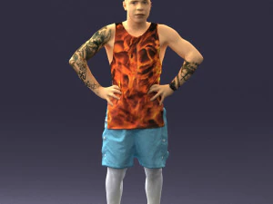 man with tatoo in pose 0346 3D Model