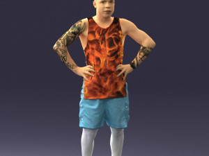 man with tatoo in pose 0346 3d print ready Modèles 3D en vedette