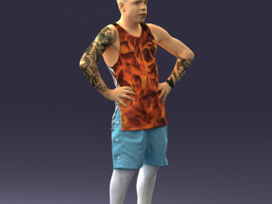 man with tatoo in pose 0346 3d print ready Modelo de Impressão 3D