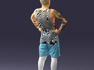 man with tatoo in pose 0346 3d print ready Modelo de Impressão 3D