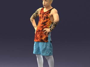 man with tatoo in pose 0346 3d print ready Modelo de Impressão 3D