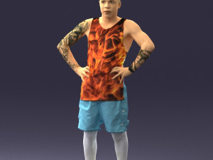 man with tatoo in pose 0346 3d print ready Modelo de Impressão 3D