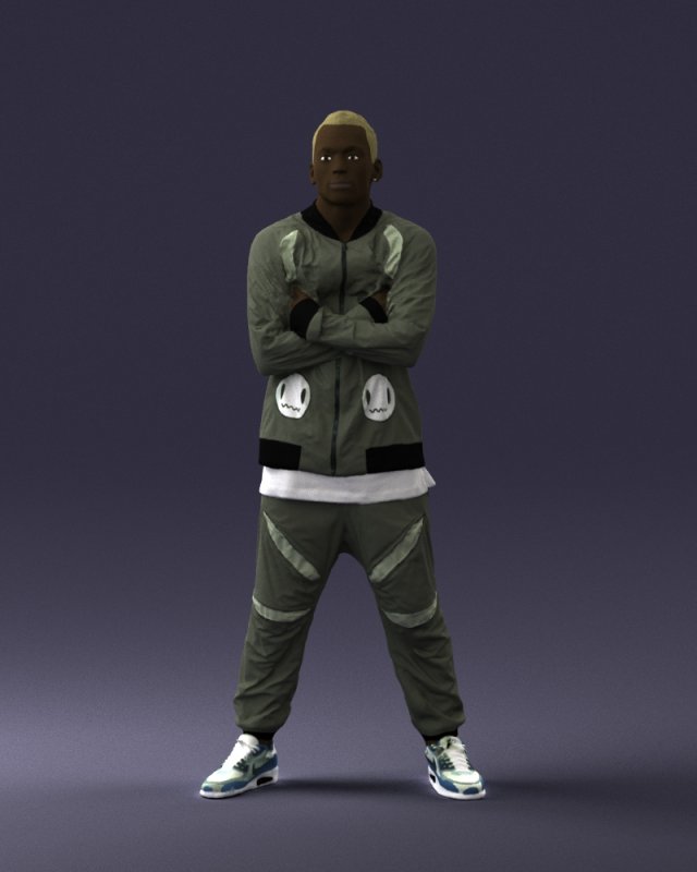 black man in green dress 0349 3D Модель .c4d .max .obj .3ds .fbx .stl .blend 