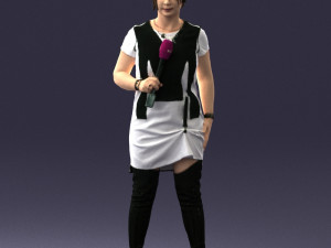 woman with microphone 0331 3D Model