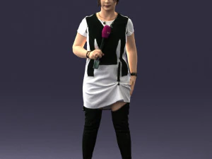 woman with microphone 0331 3D Model