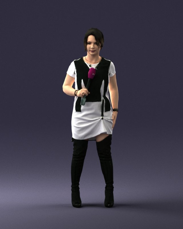 woman with microphone 0331 3d print ready 3Dプリントモデル .c4d .max .obj .3ds .fbx .stl .blend 