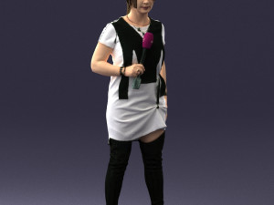 woman with microphone 0331 3d print ready 3Dプリントモデル