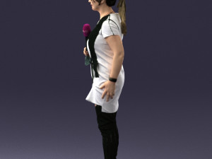 woman with microphone 0331 3d print ready 3Dプリントモデル