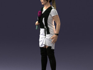 woman with microphone 0331 3d print ready 3Dプリントモデル