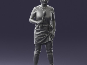 woman with microphone 0331 3d print ready 3Dプリントモデル
