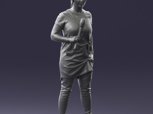 woman with microphone 0331 3d print ready 3Dプリントモデル