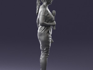 woman with microphone 0331 3d print ready 3Dプリントモデル