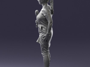 woman with microphone 0331 3d print ready 3Dプリントモデル