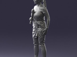 woman with microphone 0331 3d print ready 3Dプリントモデル