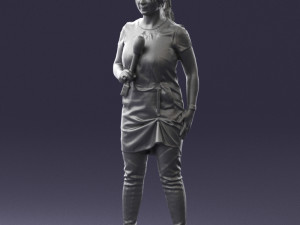 woman with microphone 0331 3d print ready 3Dプリントモデル