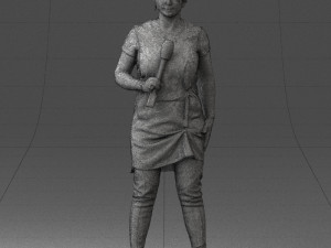 woman with microphone 0331 3d print ready 3Dプリントモデル