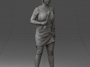 woman with microphone 0331 3d print ready 3Dプリントモデル