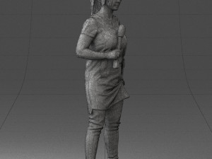 woman with microphone 0331 3d print ready 3Dプリントモデル