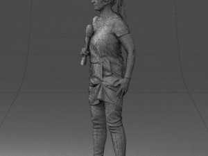 woman with microphone 0331 3d print ready 3Dプリントモデル