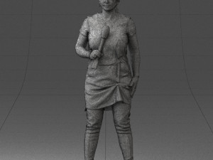 woman with microphone 0331 3d print ready 3Dプリントモデル