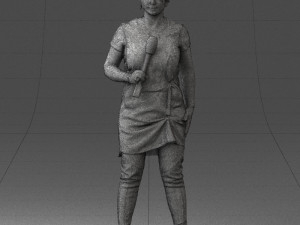 woman with microphone 0331 3d print ready 3Dプリントモデル
