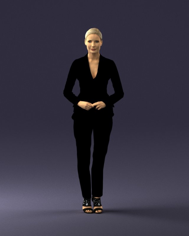 woman in black suit 0322 Modello 3D .c4d .max .obj .3ds .fbx .stl .blend 