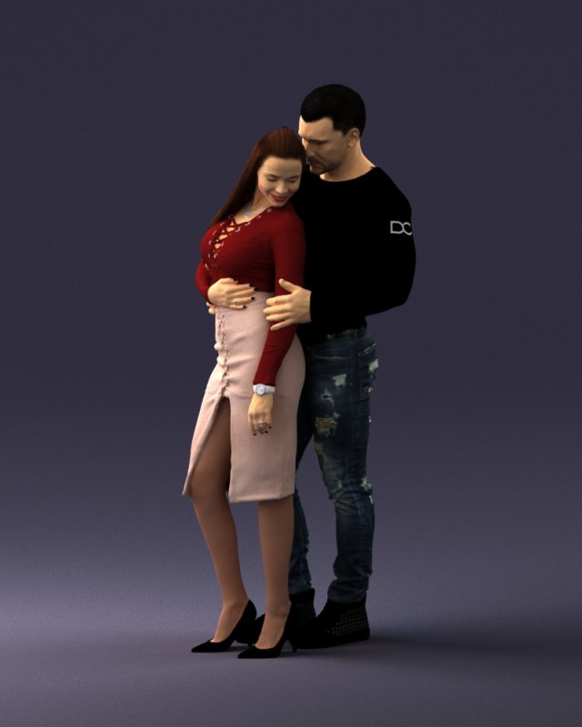 hugging young couple 0306 3Dモデル .c4d .max .obj .3ds .fbx .stl .blend 