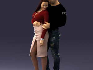 hugging young couple 0306 3D Model