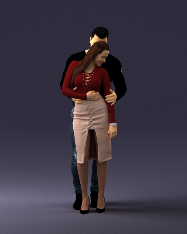 hugging young couple 0306 3d print ready 3D Baskı Modeli .c4d .max .obj .3ds .fbx .stl .blend 