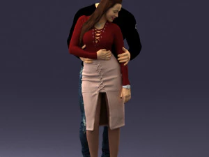 knuffelend jong stel 0306 3D-print klaar 3D printmodel