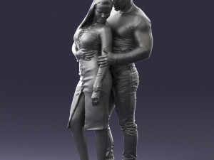 hugging young couple 0306 3d print ready 3D Baskı Modeli