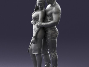 hugging young couple 0306 3d print ready 3D Baskı Modeli