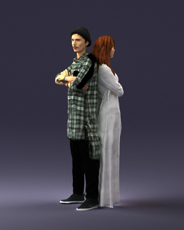 young stylish couple 0330 3d print ready Model do druku 3D .c4d .max .obj .3ds .fbx .stl .blend 