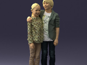 couple of kids 0332 3d print ready Modèles 3D en vedette