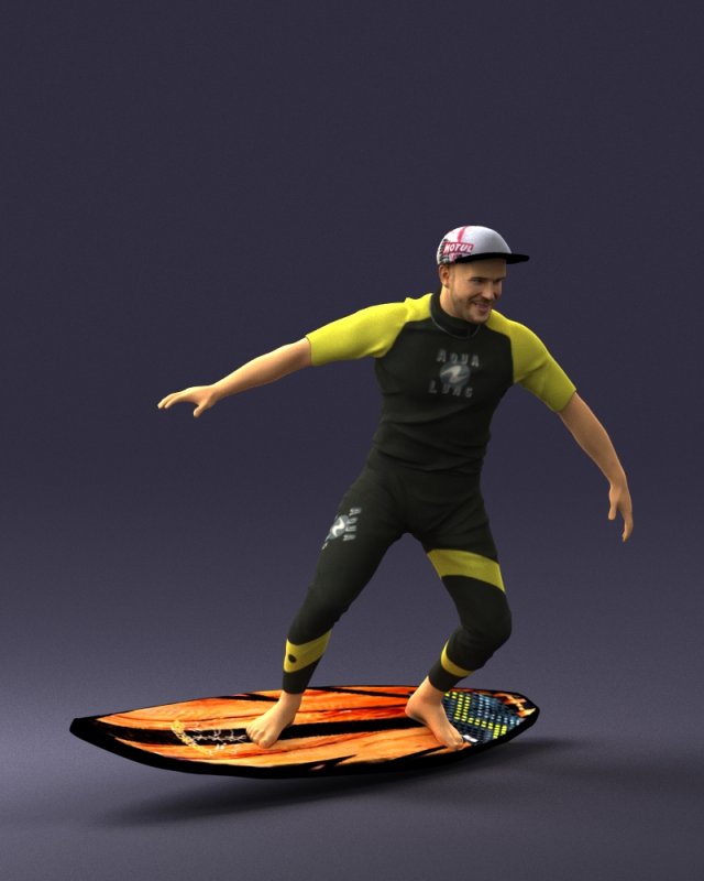 man surfer 0291 3D Model .c4d .max .obj .3ds .fbx .stl .blend 