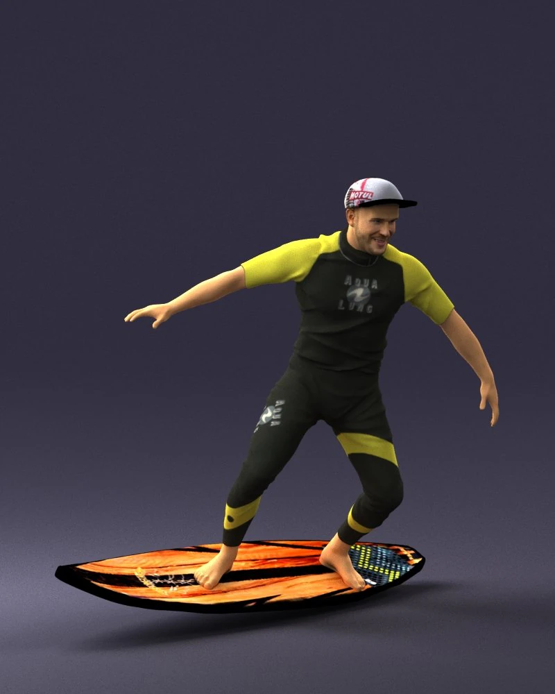 man surfer 0291 3D Model .c4d .max .obj .3ds .fbx .stl .blend