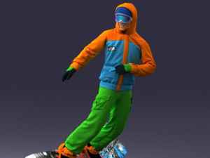 man on snowboard 0292 3D Model