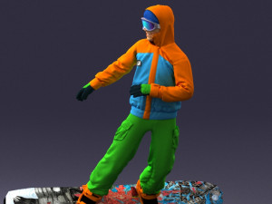 man on snowboard 0292 3D Model