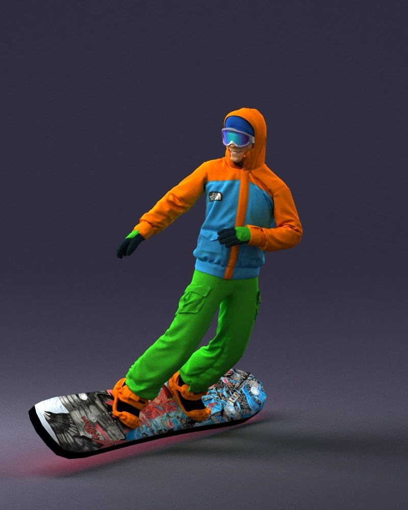 man on snowboard 0292 3d print ready 3D Print Model .c4d .max .obj .3ds .fbx .stl .blend
