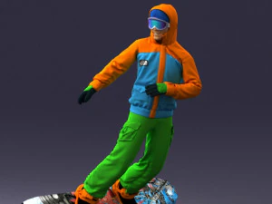 uomo sullo snowboard 0292 pronto per la stampa 3d Modello di stampa 3D