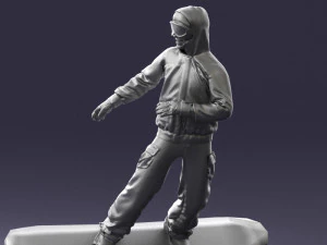 man on snowboard 0292 3d print ready 3D Print Model