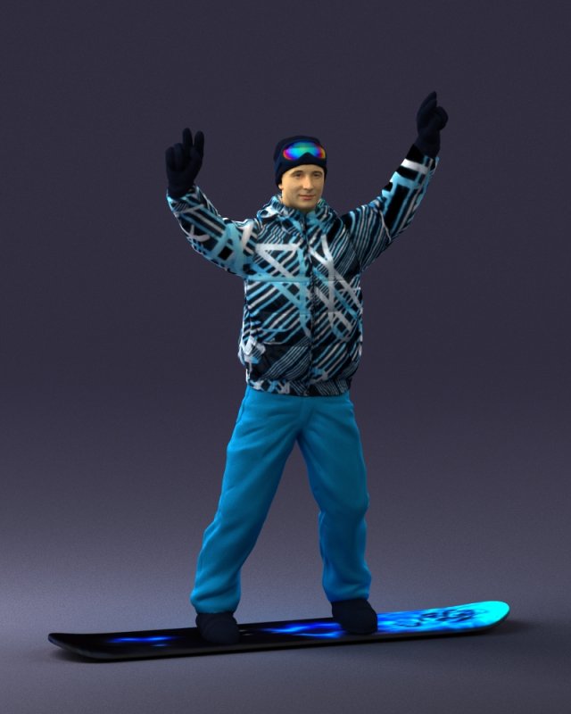 man on snowboard 0230 Modèle 3D .c4d .max .obj .3ds .fbx .stl .blend 