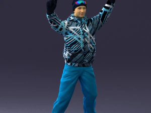 man on snowboard 0230 3D Model