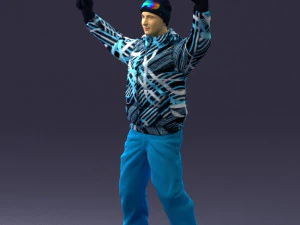 man on snowboard 0230 3D Model