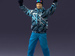 man on snowboard 0230 3D Model