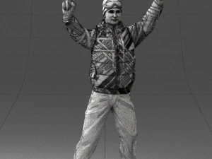 man on snowboard 0230 3D Model