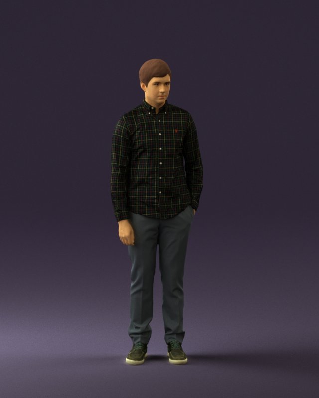 man in black yellow tshirt 0409 3D Model .c4d .max .obj .3ds .fbx .stl .blend 