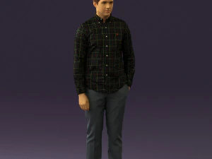 man in black yellow tshirt 0409 3D Model