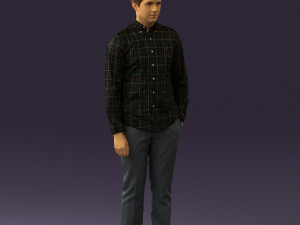 man in black yellow tshirt 0409 3D Model