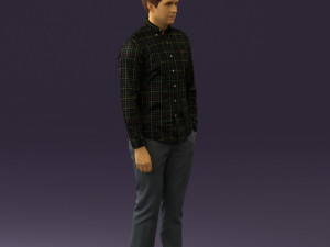 man in black yellow tshirt 0409 3D Model